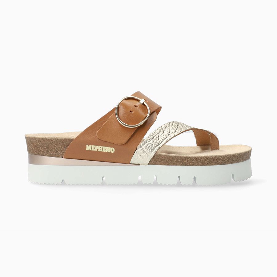 Mephisto VIK Metallic Læder Sko 4105928-GV - Platform Sandaler Dame Gull